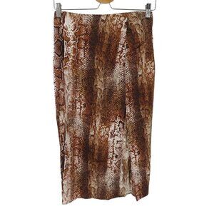 GUESS Women Extra Small XS Tammie Midi Slit Skirt Snakeskin Python Print NEW